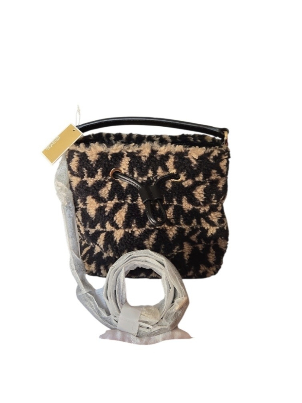 Michael Kors Suri Small Faux Fur Bucket Crossbody With Gold Hardware - Picture 2 of 9